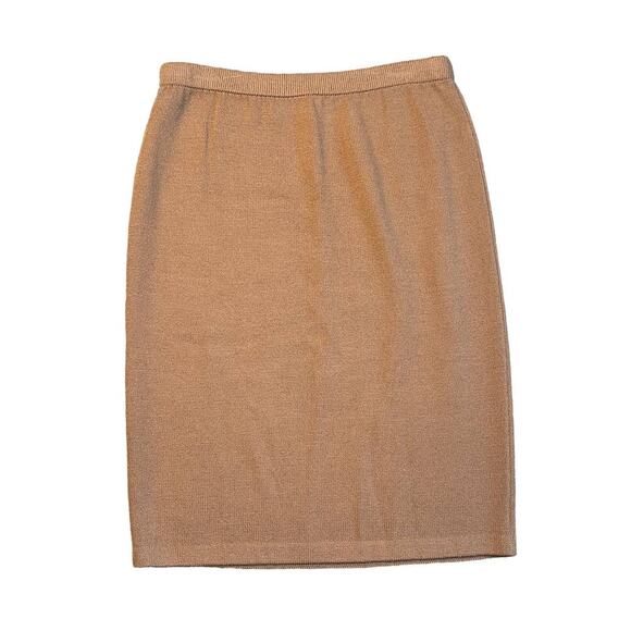 Vintage St. John Collection Marie Gray Brown Camel Wool Sweater Skirt Size 12 - Picture 1 of 4